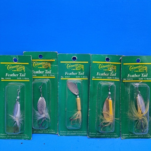 Catchmaster Feather Tail Spinner Lure Lot Vintage 1/8oz 1/4oz Fishing Bait VTG - Picture 1 of 5